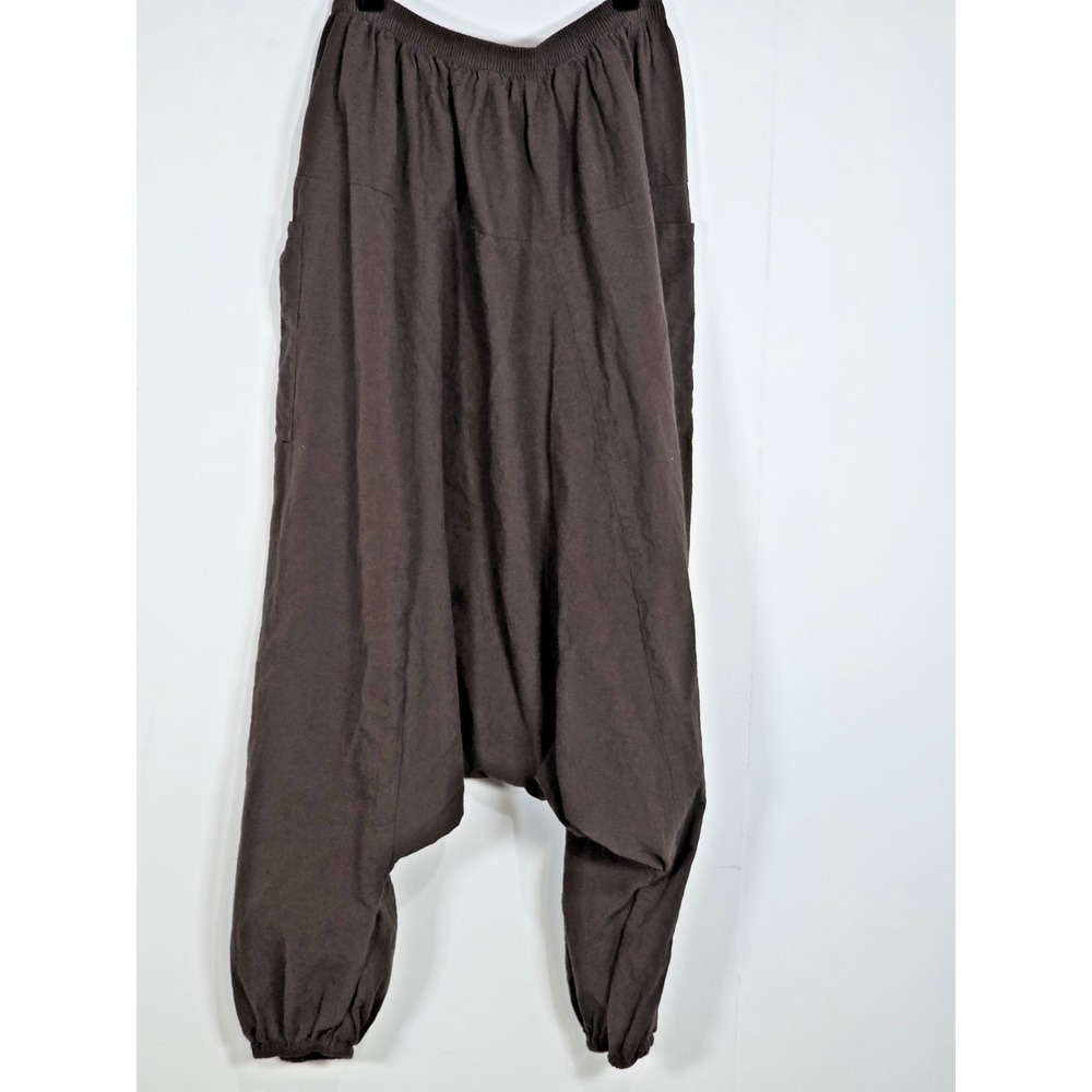 Candy Husky Womens One Size Brown Cotton Harem Pants Drop Crotch Boho Yoga Thai